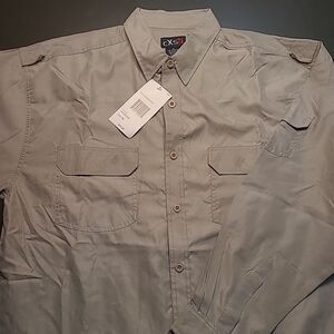 cXs 21 Microfiber Mens Long Sleeve Button Shirt Olive Green NEW NWT